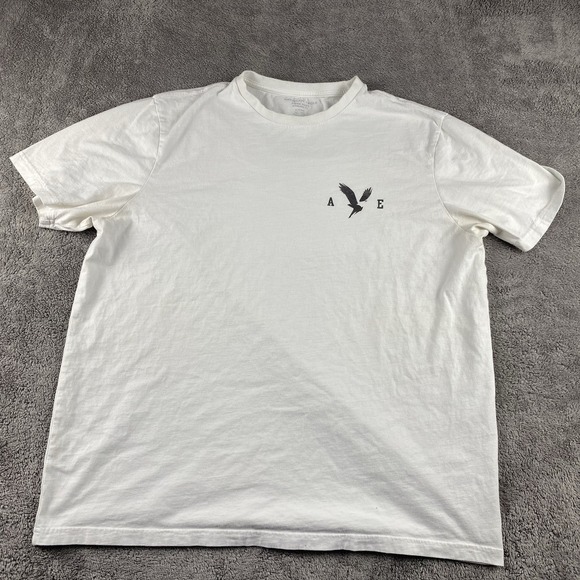 American Eagle Short Sleeve T-Shirt Mens XL White Super Soft Standard Fit Logo - Picture 1 of 16
